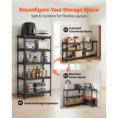 5-Tier 62in Metal Garage Shelving 32x16x62 in, 2000lb For Adjustable