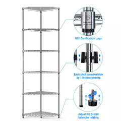 6-Tier Heavy Duty Steel Wire Corner Shelving Unit in Chrome (20 In. W X 20 In. H