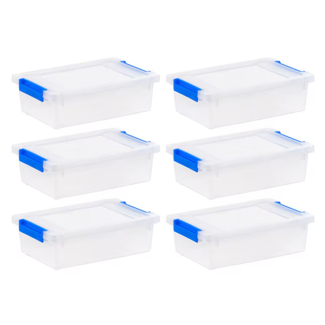 IRIS Medium 2.4 Quarts Blue Stackable Tote with Latching Lid 6 Pack