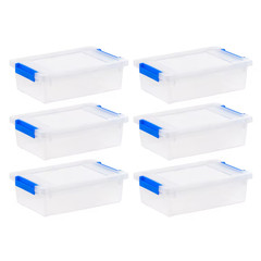 IRIS Medium 2.4 Quarts Blue Stackable Tote with Latching Lid 6 Pack
