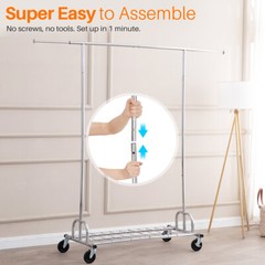 HOKEEPER 450 lbs Heavy Duty Rolling Collapsible Clothing Garment Rack w/Shelves
