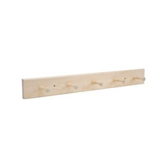 Wall Mounted Acacia Wood Hook Rack with 5 Pegs Unfinished Natural 27 Inch