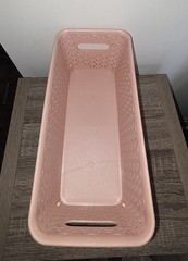 Room Essentials Y-Weave Half Medium Decorative Storage Basket Metallic Blush