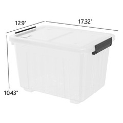 Idotry 30 Qt Stackable Latching Box w/ Lid & Wheels Plastic Containers, 4-Packs