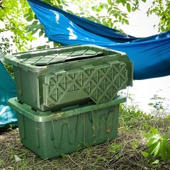 Homz 15 Gallon Durabilt Home Storage Container with Snap Lid, Green (2 Pack)