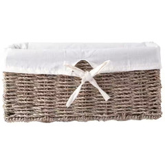 12 In. W X 6.5 In. D X 5.3 In. H Seagrass Shelf Basket Lined with White Lining