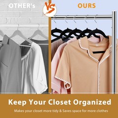 Velvet Hangers 100 Pack Non-Slip Suit Hangers with 360° Rotatable Hook for Pants