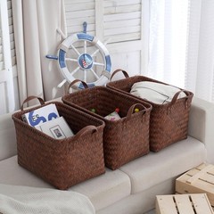 4-Pack Brown Wicker Storage Baskets , 15×10.5×9.5 inch Laundry & Organizer Bins,