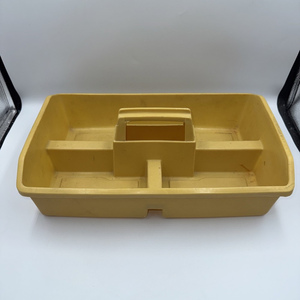 VTG Rubbermaid Yellow Divided Caddy Retro Kitchen Gardening Tool Cleaning 3153