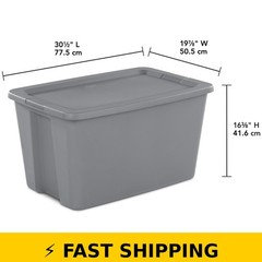 Sterilite 30 Gallon Storage Bin with Snap-On Lid – Gray
