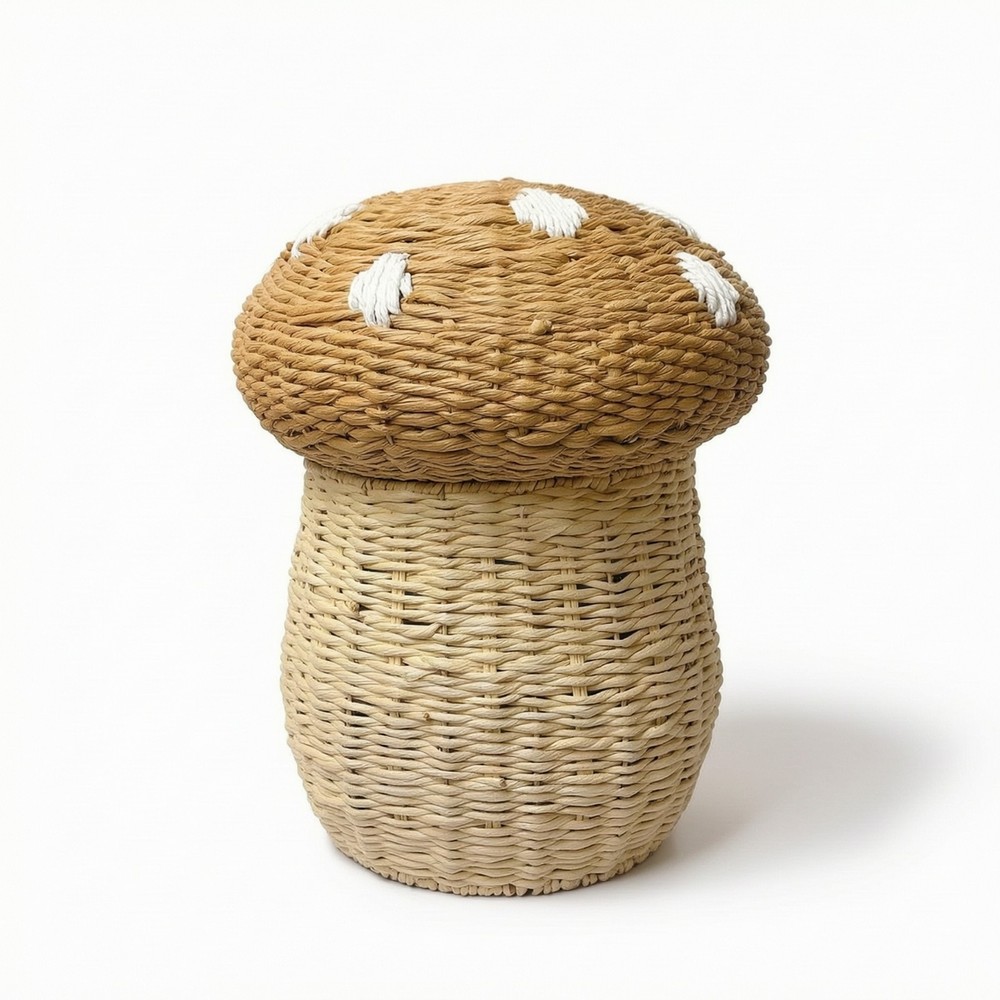 Spore Cap Design Basket with Lid Handmade Spore Cap Design Storage Basket Boho
