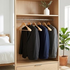 24 Pack Premium Wide Shoulder Wooden Suit Hangers with Anti-Slip Bar for Coats
