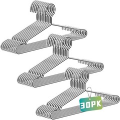 Wire Hangers 30 Pack, Heavy Duty, Space Saving, Stainless 16.5in, Silver