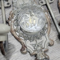 Boho Chabby Chic Home Decor Wall Hooks Set of 5 Metal Glass 8″