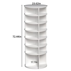 7-Tier Rotating Shoe Rack Tower 360° Revolving Shoe Display Carousel White