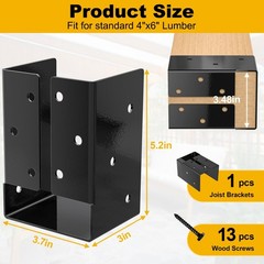 FMhotu Concealed Joist Hanger (1 Pack),4″x6″ Outdoor Concealed-Flange Joist B…