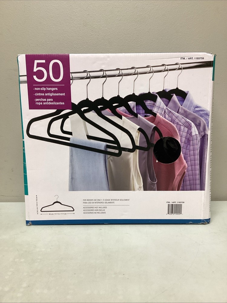 Non Slip Velvet Flocked Hangers – 50 pack. New in open box.