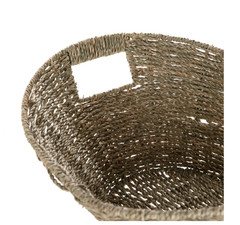 Oval Natural Seagrass Storage Basket with Cut-Out Handles