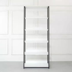Fiona 32 In. W White Freestanding Wood Closet System Tower with 5 Shelves