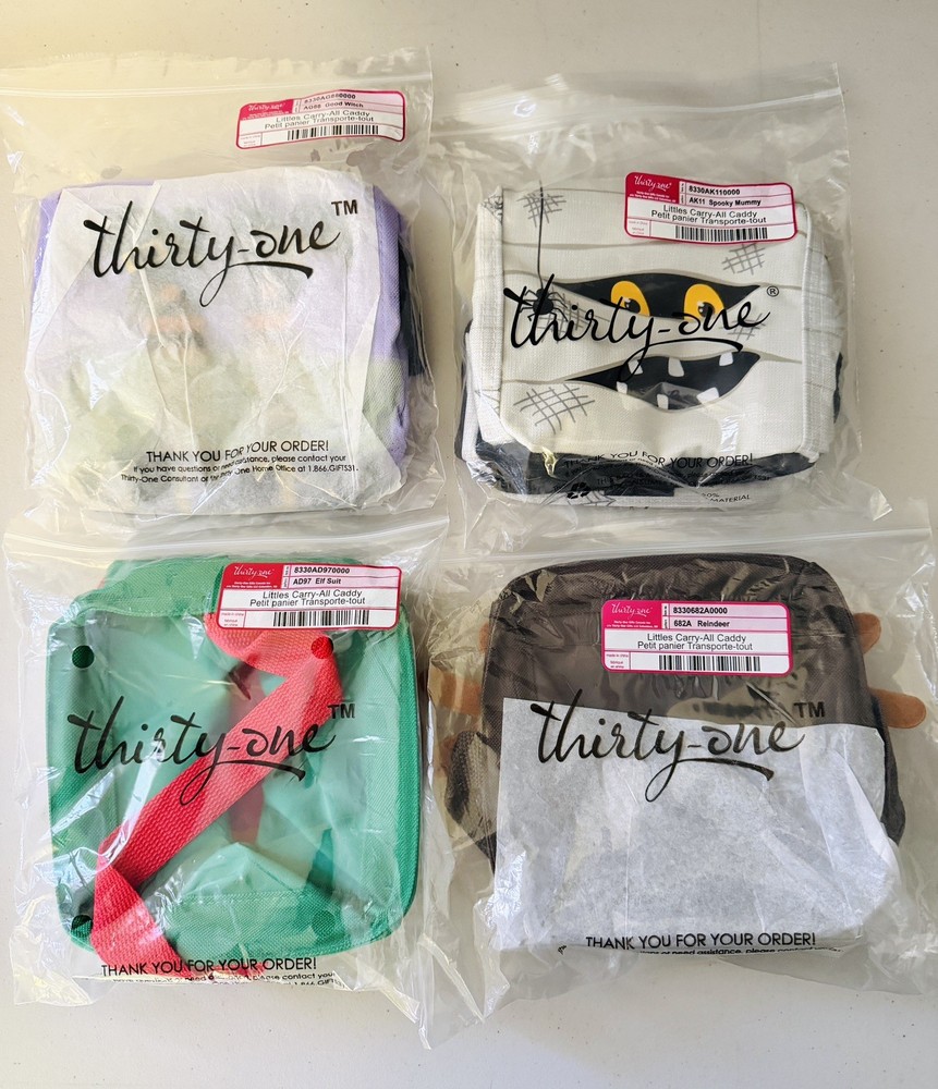 (4) Thirty-One Littles Carry-All-Caddies Holiday Themed Patterns Lot New