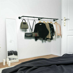 Long Clothes Rack 71″Pipe Wall Mounted Garment Rack Hanging Rod Clothing Storage