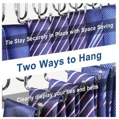 20 Hooks Belt Tie Hanger Space Saving for Closet, 2 IN 1 Belt Ties Racks