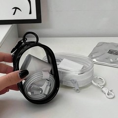 Mini Clear Zipper Storage Bag Keychain PVC Organizer Case for Earphones Chargers