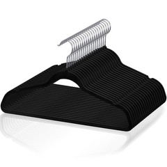 100PCS Velvet Hangers Non-Slip Flocked Clothes Hangers w/ 360° Swivel Hook Black