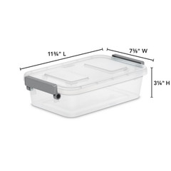 (2 pack) Sterilite 2.7 Qt. Modular Latch Box Plastic with Clear Base & Lid, Gray