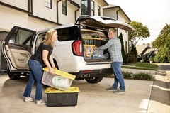 Commander 27 Gallon BlackYellow Plastic Storage Bin Lidded Stackable Tote 2 pack