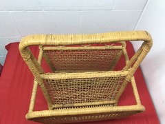 Wicker Magazine Newspaper Towel Holder Curved Two Section One Piece