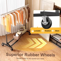 HOKEEPER Heavy Duty Clothing Rack with Cover 450 lbs Z Base Clothes Rack