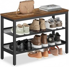 3 Tier Shoe Rack Bench One Piece Shelves Shoe Storage Organizer W/ Raised Edges