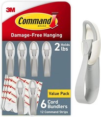 Command Cord Bundlers, Damage Free Hanging Organizer, No Medium, White