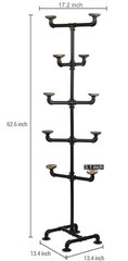 Industrial Black Metal Hat Rack Stand with 10 Round Hanging Hooks Freestanding