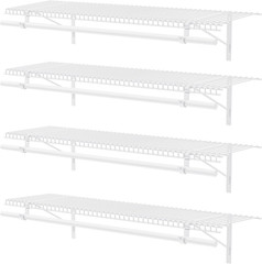4-Pack Wire Closet Shelving with Triangular Brackets, 150 Lb Capacity | Reinforc