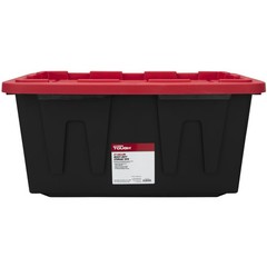 (Pack of 4) Hyper Tough 27 Gallon Large Storage Bin with Snap Lid, Black and Red