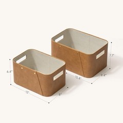 Vegan Leather Basket Bins Stylish Storage Organizers Home Clutter Control New