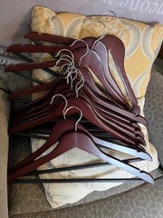 Cherry Wood Suit Hangers Straight Non-Slip Notched Swivel 10/5 Walnut 15 TOTAL