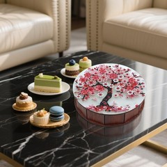 5D Diamond Painting Snack Storage Box – Cherry Blossom Tree Design Round Wood…
