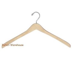 50 Wood Contoured Coat Hangers 17″ Jacket Outerwear Wooden Retail Store Natural