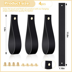 4 Pcs Faux Leather Sign Straps for Hanging Sign Faux Leather Curtain Rod Holder