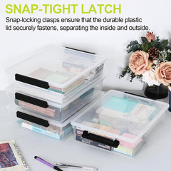 Stackable 6 Qt Clear Storage Bins with Lids – 4 Pack for Organizing Supplies