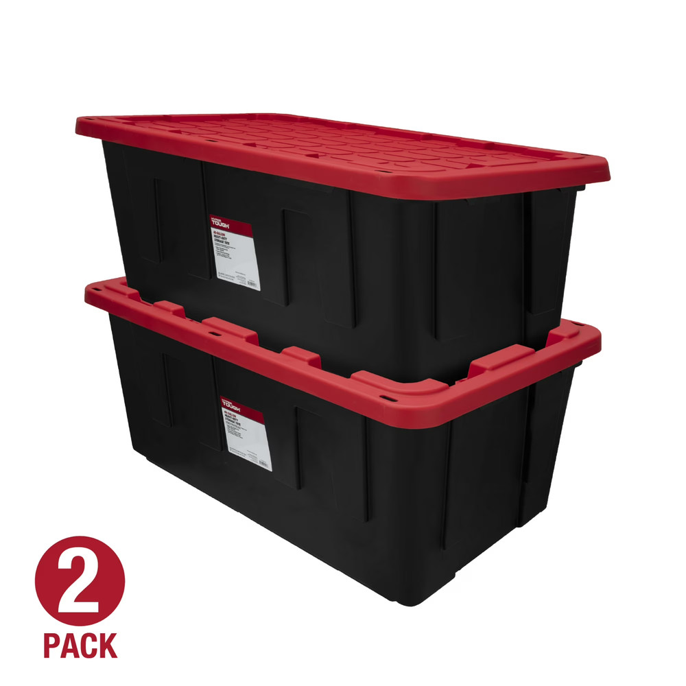 Hyper Tough 40 Gallon Storage Bin Extra Large Heavy Duty Plastic Tote 2-Pack