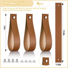 4 Pcs Faux Leather Sign Straps for Hanging Sign Faux Leather Curtain Rod Hold…