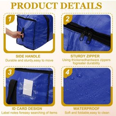 2Pcs Large Moving Bags 27 x 11.4 x 19″ Storage Totes Blue