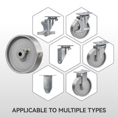 4 PCS 5×1.25 Inch Industrial Caster Wheels Semi Steel Cast Iron 500 Lbs Each