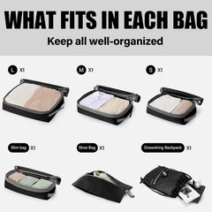 6 Set Compression Packing Cubes for Travel, Lightweight and Space-Saving Lugg…