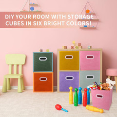 Collapsible 11″ Cube Storage Bins with Handles – Pack of 6 for Home & Toys