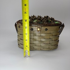 Vintage Jolles Original Woven Basket Gem Flowers Wood Handle